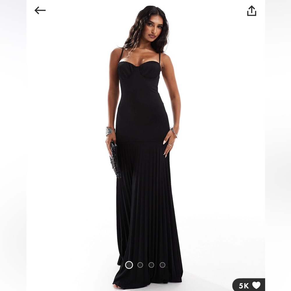 Pleated Cup Detail Maxi Dress With Dropped Waist